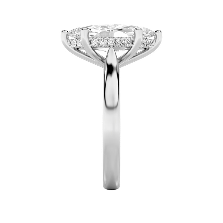 Marquise Shape Hidden Halo Cathedral Shank Engagement Ring lab grown diamond