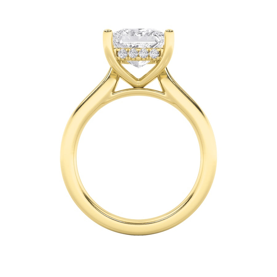 Princess Shape Hidden Halo Cathedral Shank Engagement Ring lab grown diamond