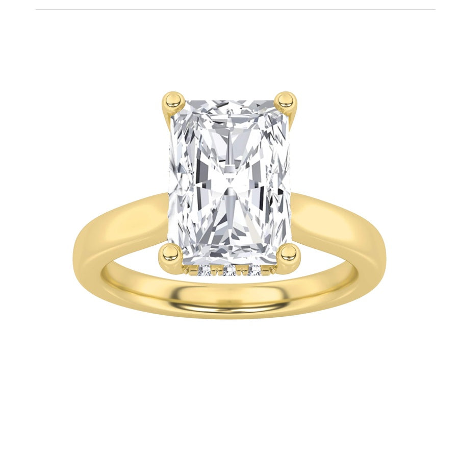 Radiant Shape Hidden Halo Cathedral Shank Engagement Ring lab grown diamond