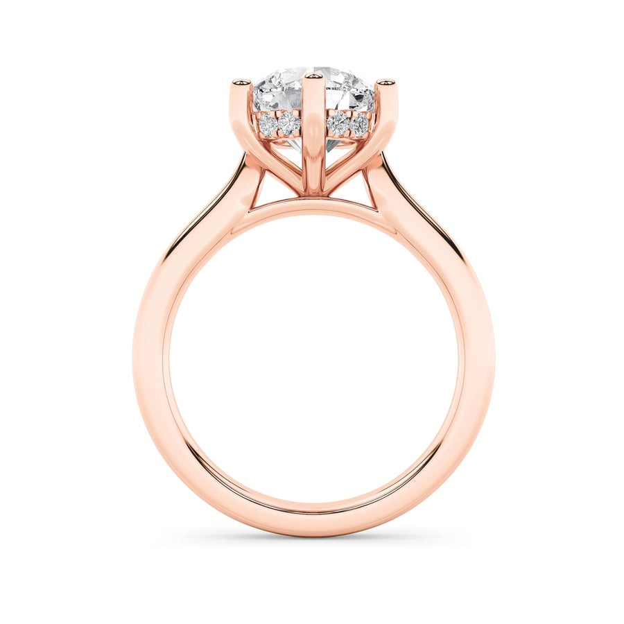 2Cttw Round Shaped Lab Grown Diamond (F/VS) HiddenHalo Cathedral Shank Engagement Ring in 14K Gold