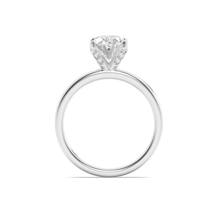 Oval Shape Hidden Halo Petite Shank Ring lab grown diamond
