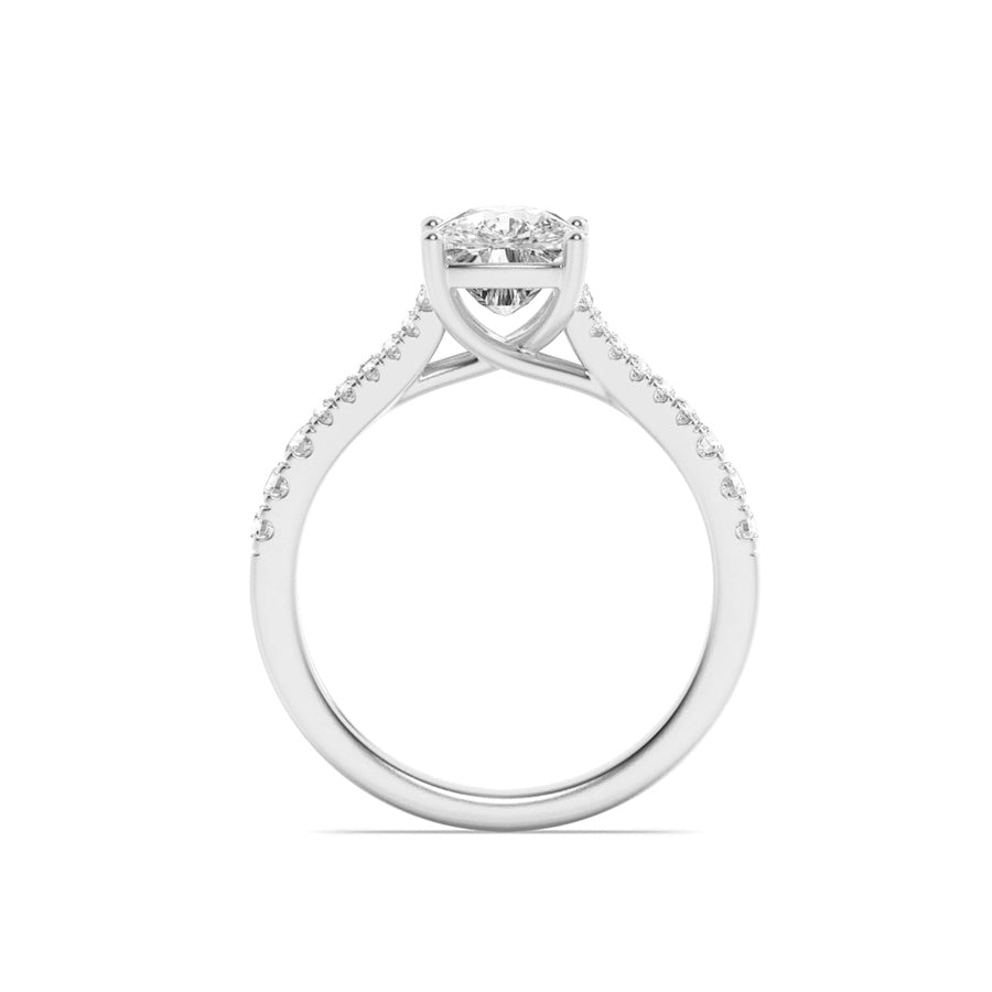 2.25Cttw Elongated Cushion Shaped Lab Grown Diamond (F/VS) Split Shank Accented Enagagement Ring in14K Gold