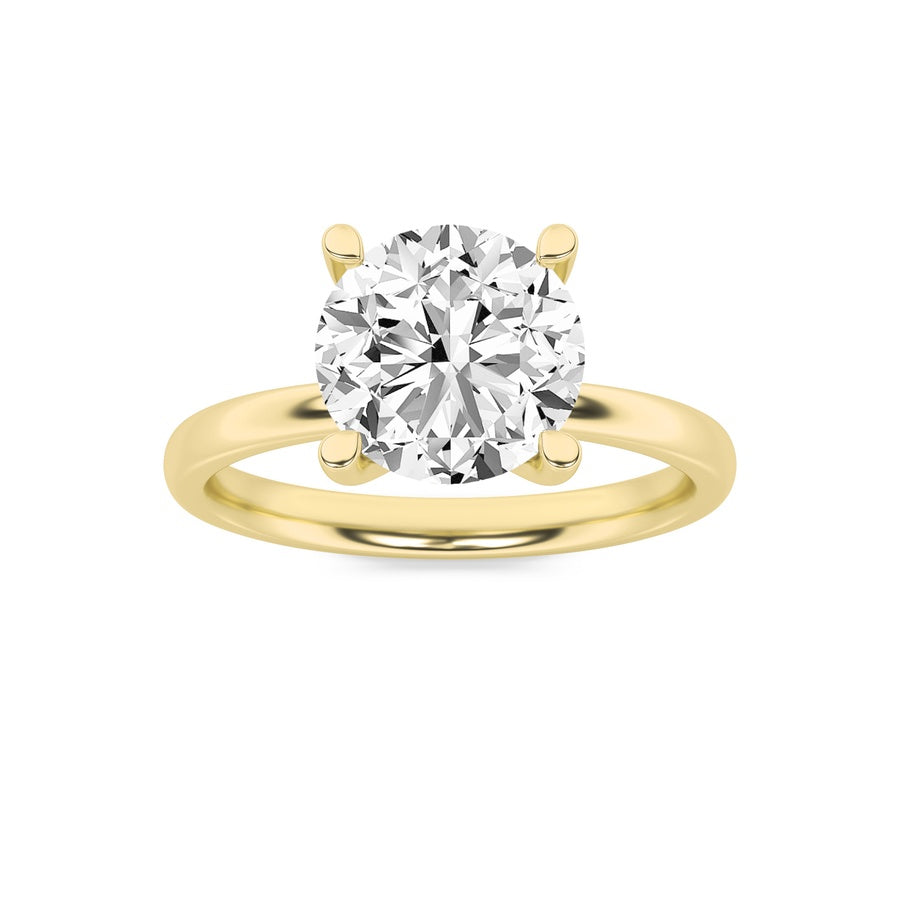 2Cttw Round Shaped Lab Grown Diamond (F/VS) HiddenHalo Petite Shank Ring in 14K Gold