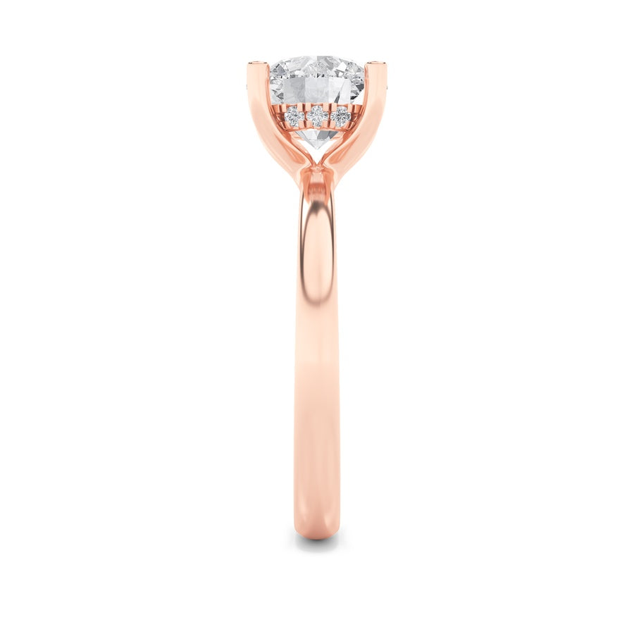 2Cttw Round Shaped Lab Grown Diamond (F/VS) HiddenHalo Petite Shank Ring in 14K Gold