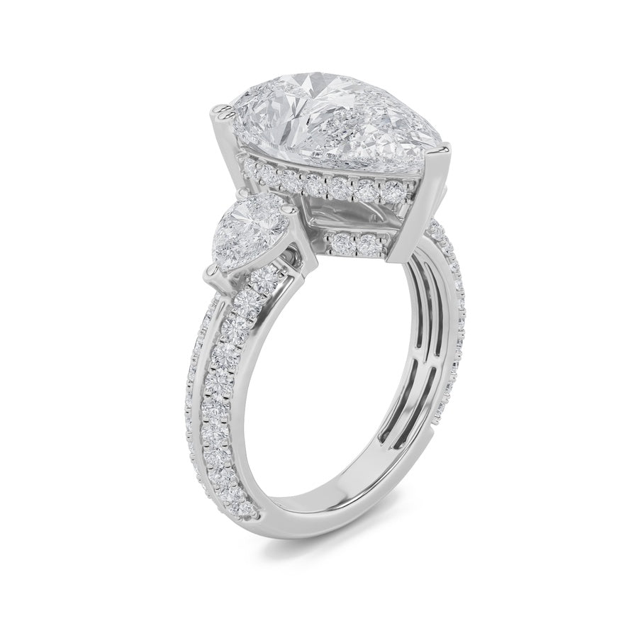Pear Shape Bold Statement Accented Ring lab grown diamond