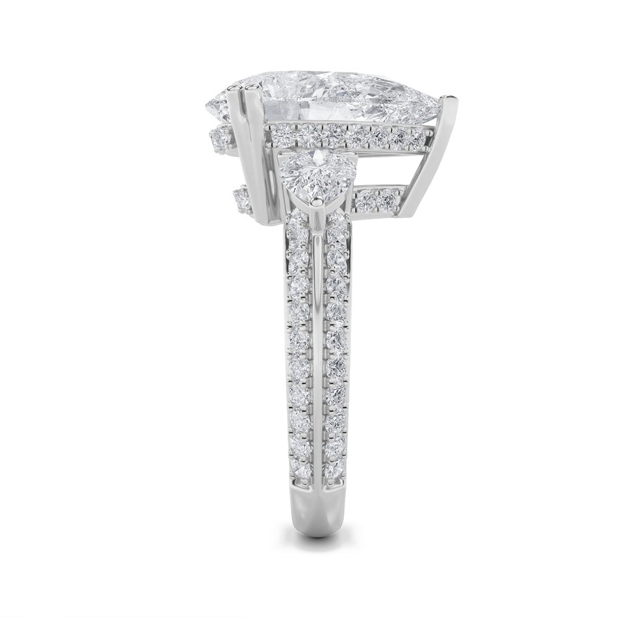 Pear Shape Bold Statement Accented Ring lab grown diamond