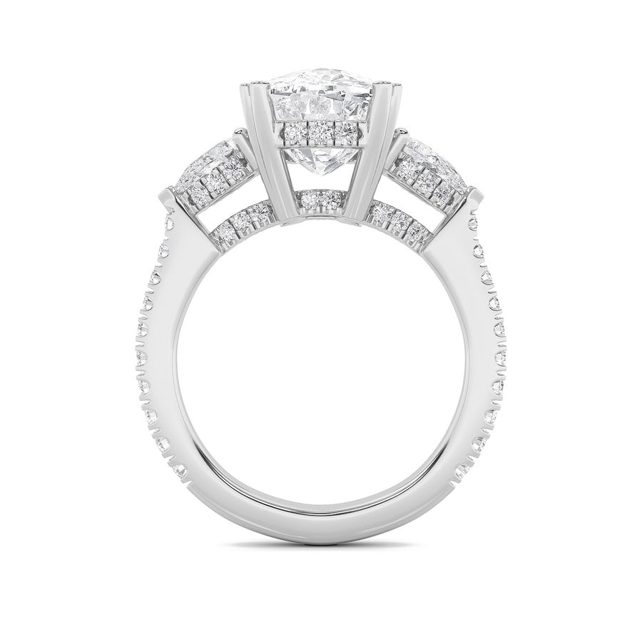 6.5Cttw Elongated Cushion Shaped Lab Grown Diamond(F/VS) Bold Accented Engagement Ring in 14K Gold