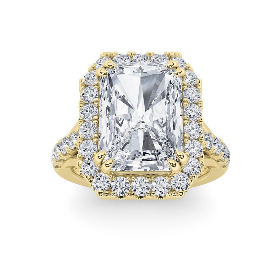 6Cttw Radiant Shaped Lab Grown Diamond (G/VS) BoldAccented Engagement Ring in 14K Gold
