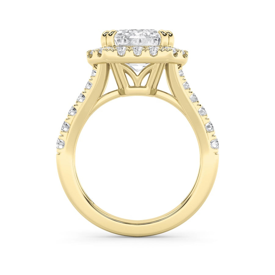 6Cttw Radiant Shaped Lab Grown Diamond (G/VS) BoldAccented Engagement Ring in 14K Gold