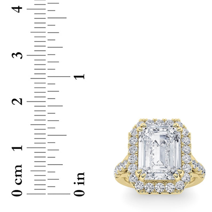 6Cttw Radiant Shaped Lab Grown Diamond (G/VS) BoldAccented Engagement Ring in 14K Gold