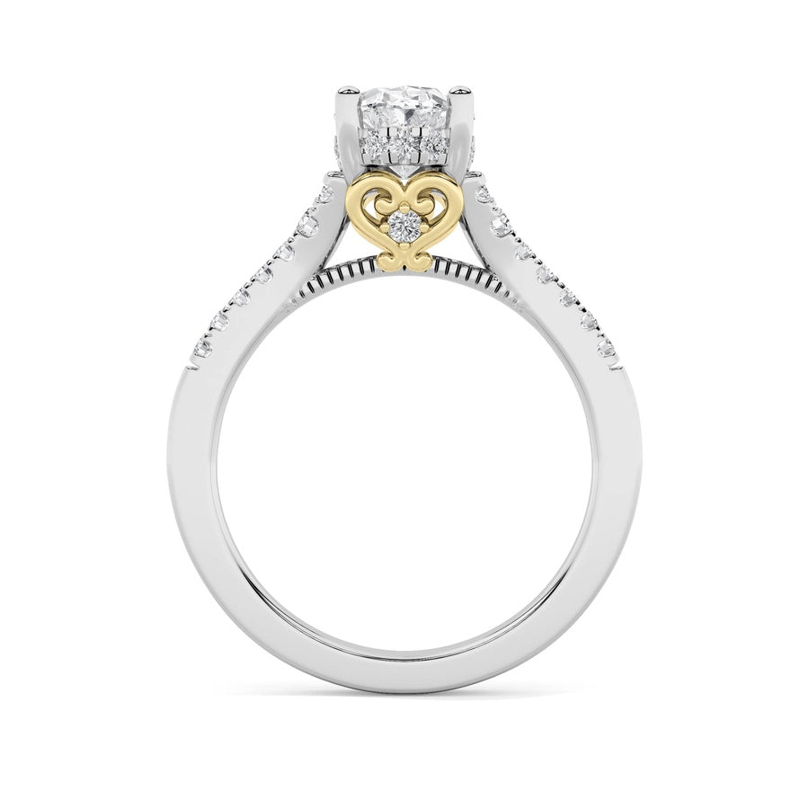 1.5Cttw Oval Shaped Lab Grown Diamond (G/VS) Accented Engagement Ring in 14K White Gold