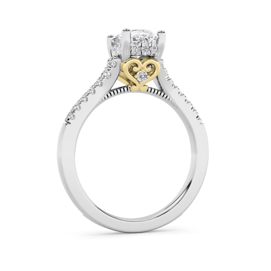 1.5Cttw Oval Shaped Lab Grown Diamond (G/VS) Accented Engagement Ring in 14K White Gold