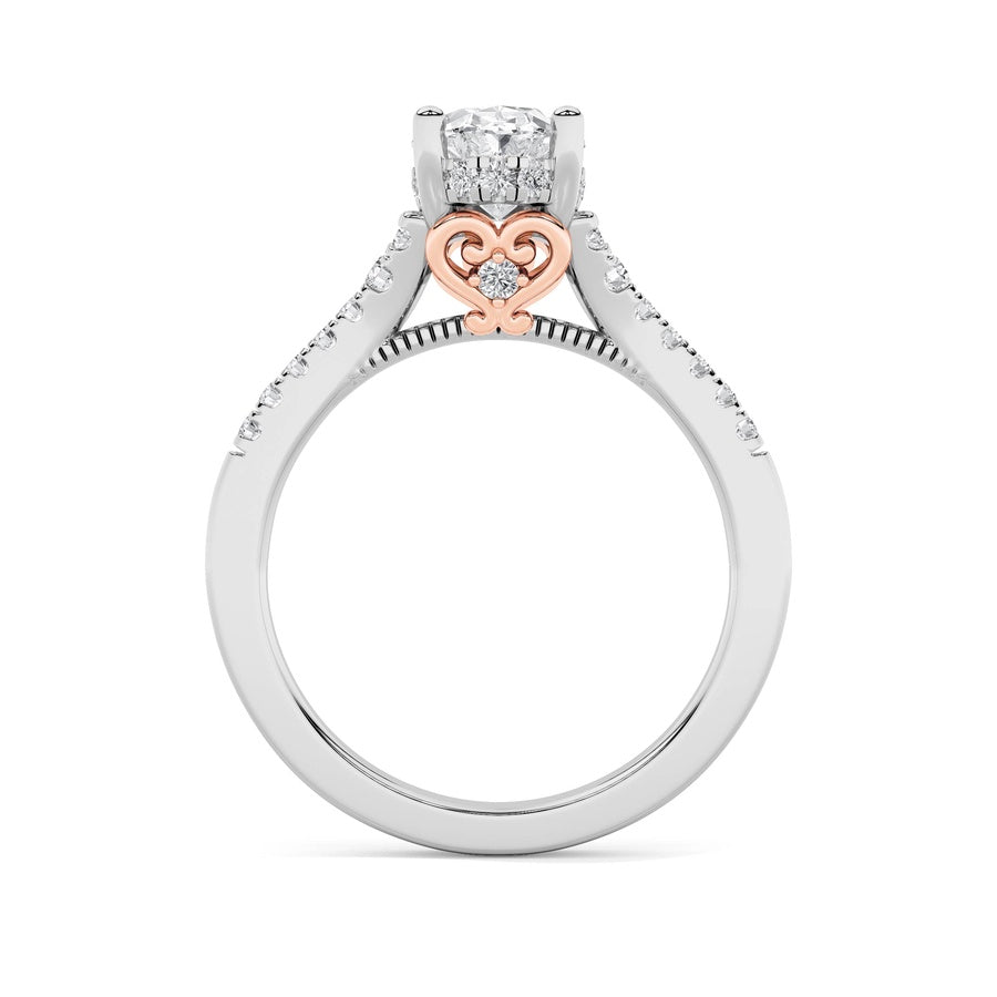 1.5Cttw Oval Shaped Lab Grown Diamond (G/VS) Accented Engagement Ring in 14K White Gold
