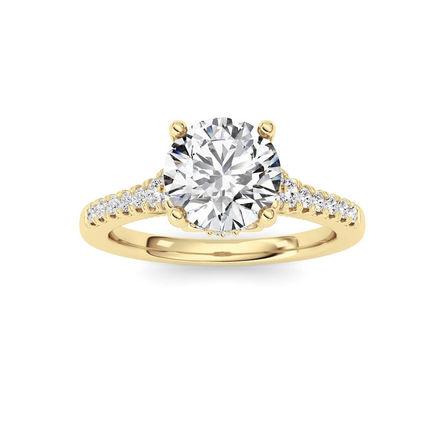 Round Shape Accented Two Tone Engagement Ring lab grown diamond