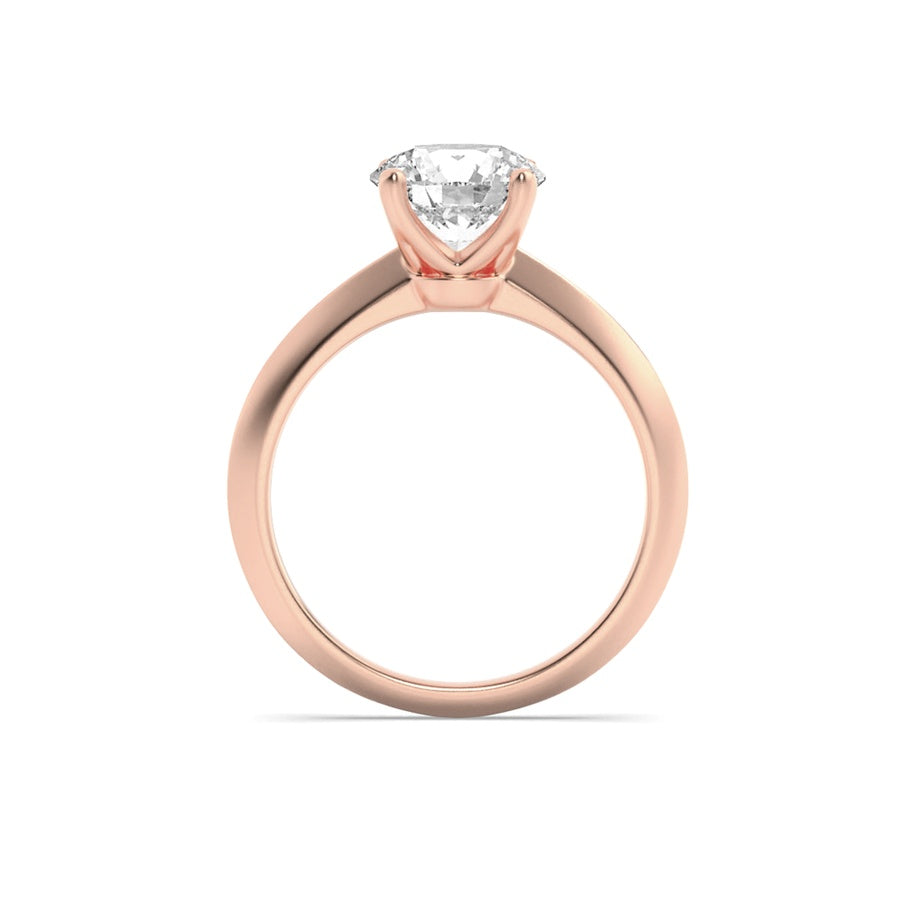 2Cttw Round Shaped Lab Grown Diamond (F/VS) KnifeEdge Shank Solitaire Engagement Ring in 14K Gold