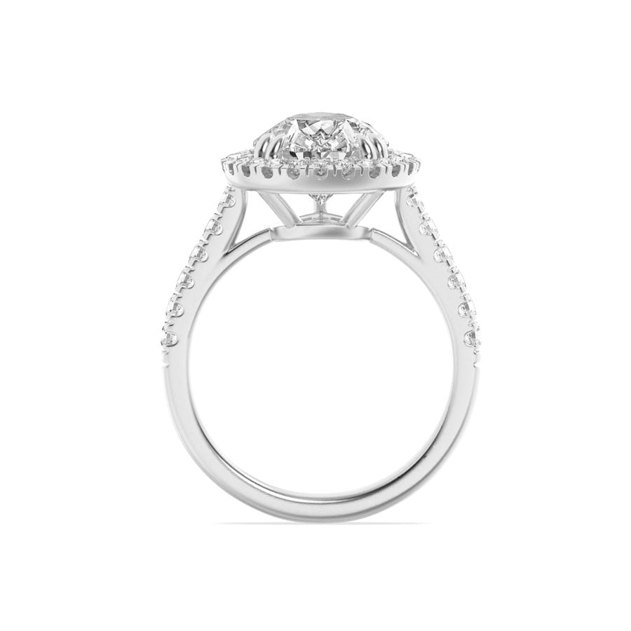 6.25Cttw Pear Shaped Lab Grown Diamond (F/VS) BoldAccented Engagement Ring in 14K Gold