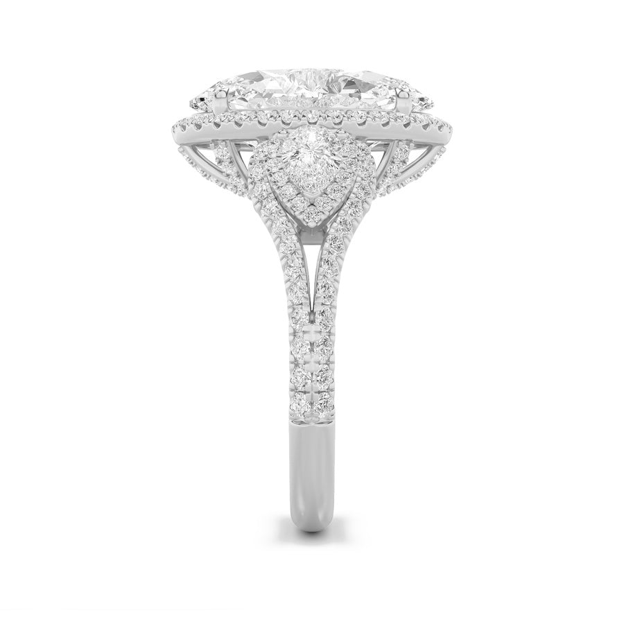 7.25Cttw Oval Shaped Lab Grown Diamond (F/VS) BoldAccented Engagement Ring in 14K Gold