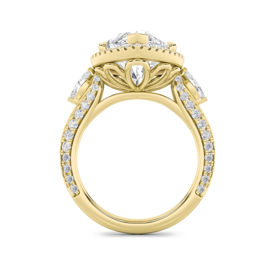 9Cttw Marquise Shaped Lab Grown Diamond (F/VS) Bold Statement Accented Ring in 14K Gold