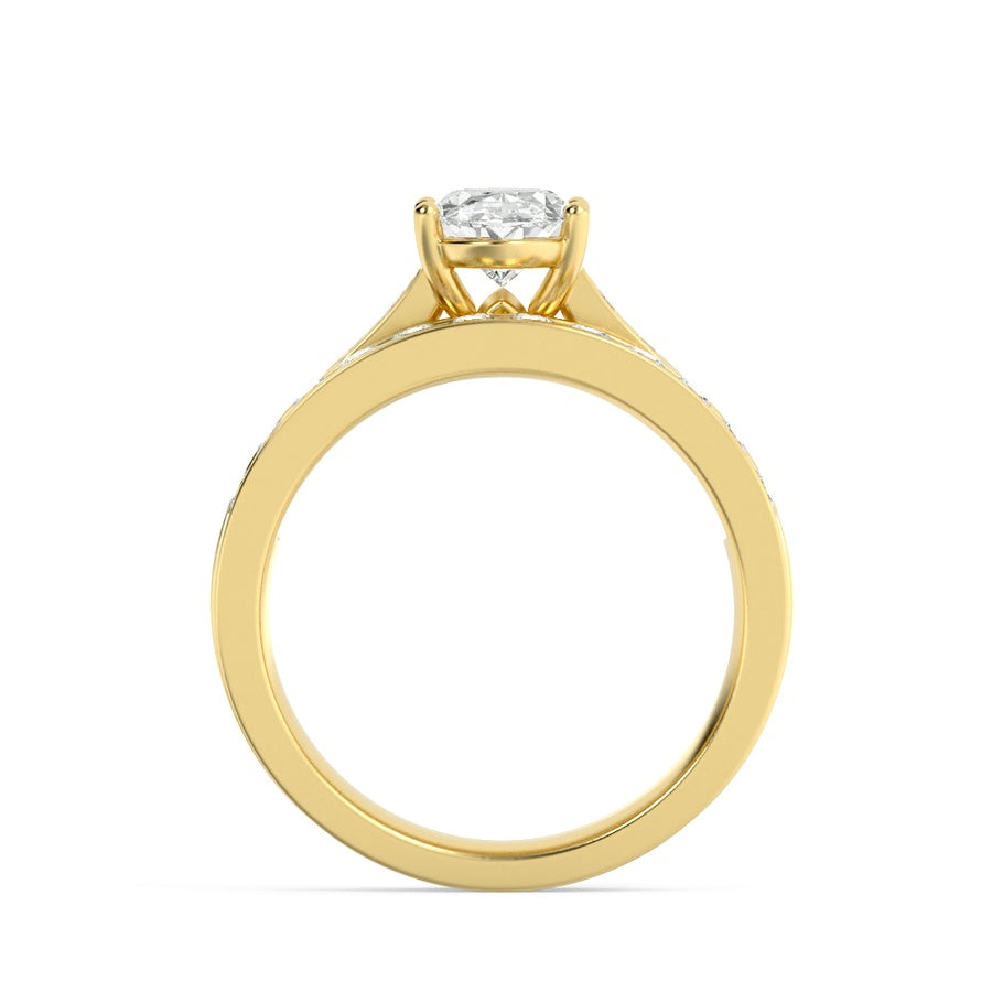 Oval Shape Channel Set Bridal Engagement Ring lab grown diamond