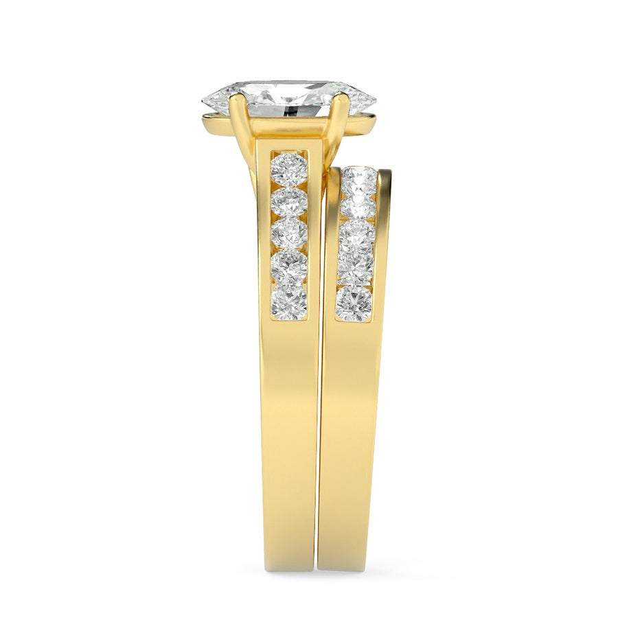 Oval Shape Channel Set Bridal Engagement Ring lab grown diamond