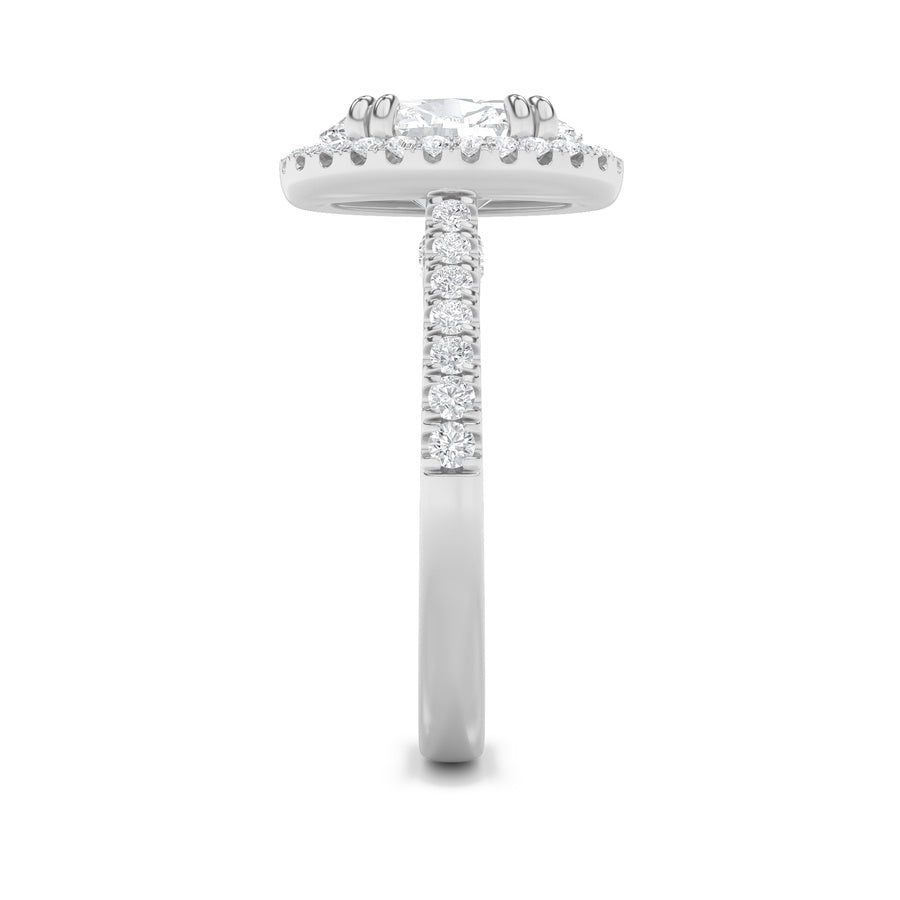 3Cttw Oval Shaped Lab Grown Diamond (F/VS) ClassicHalo Accented Engagement Ring in 14K Gold