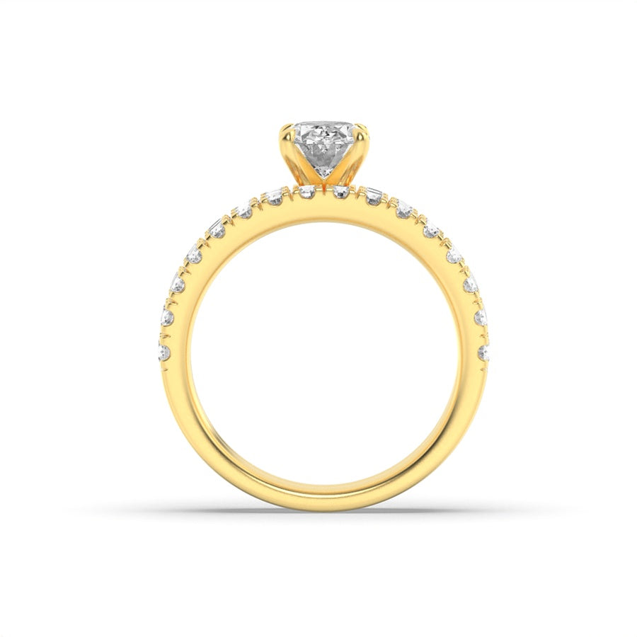 2Cttw Oval Shaped Lab Grown Diamond (F/VS) ClassicAccented Set With Band and Engagement Ring in 14K Gold