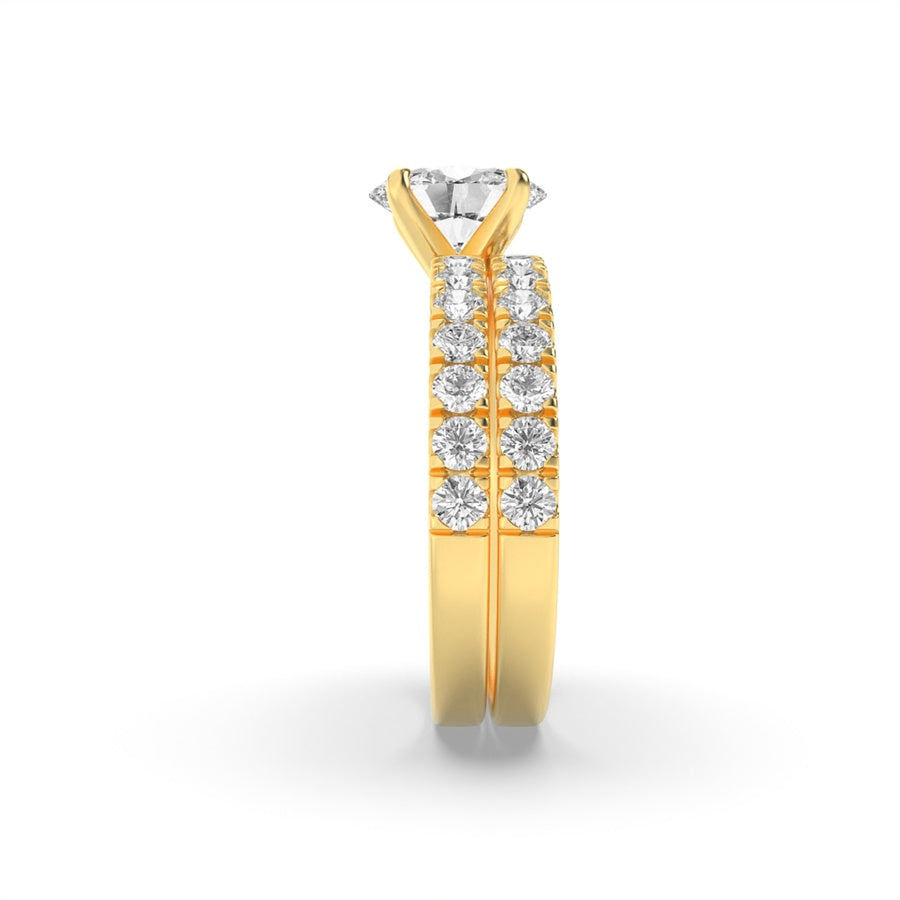 2Cttw Oval Shaped Lab Grown Diamond (F/VS) ClassicAccented Set With Band and Engagement Ring in 14K Gold