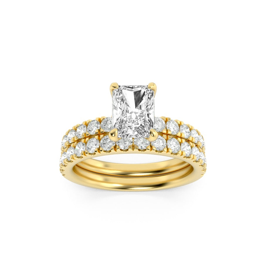 2Cttw Radiant Shaped Lab Grown Diamond (F/VS) Classic Accented Set With Band and Engagement Ring in14K Gold