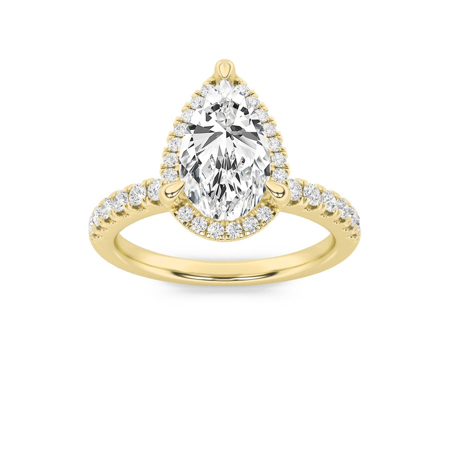 Pear Shape Halo Accented Engagement Ring lab grown diamond
