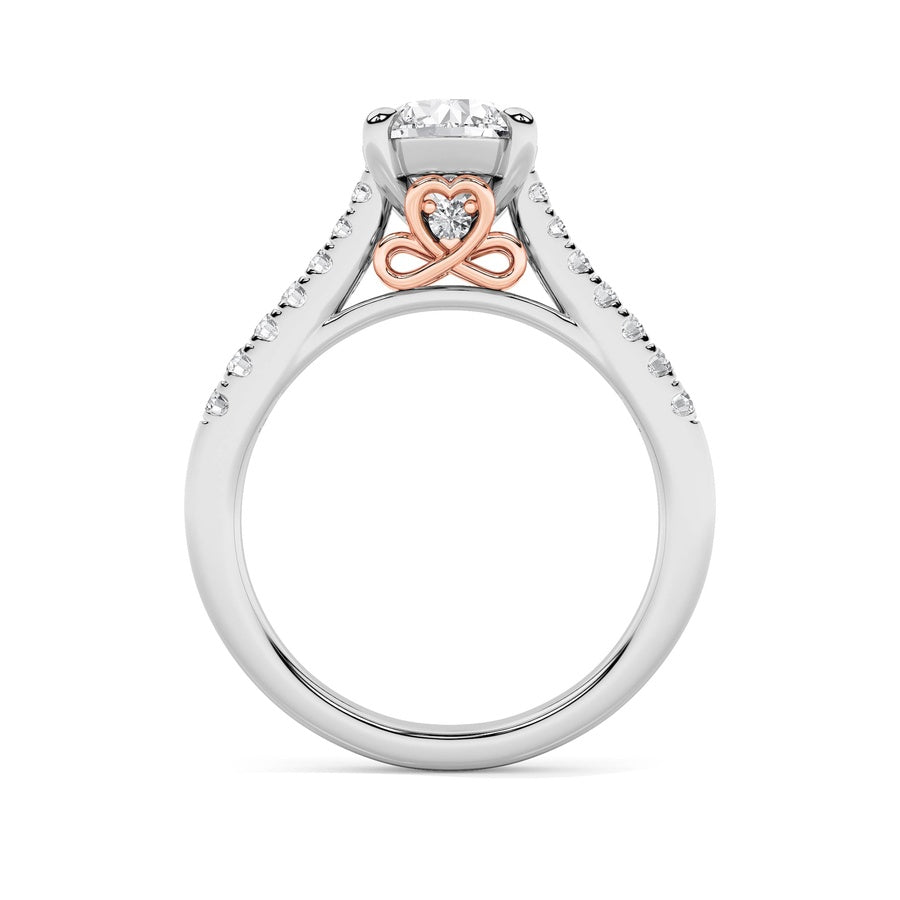 2.5Cttw Round Shaped Lab Grown Diamond (F/VS) Petite Shank Accented Engagement Ring in 14K Gold