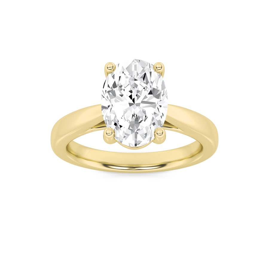 2Cttw Oval Shaped Lab Grown Diamond (F/VS) ClassicShank Solitaire Engagement Ring in 14K Gold