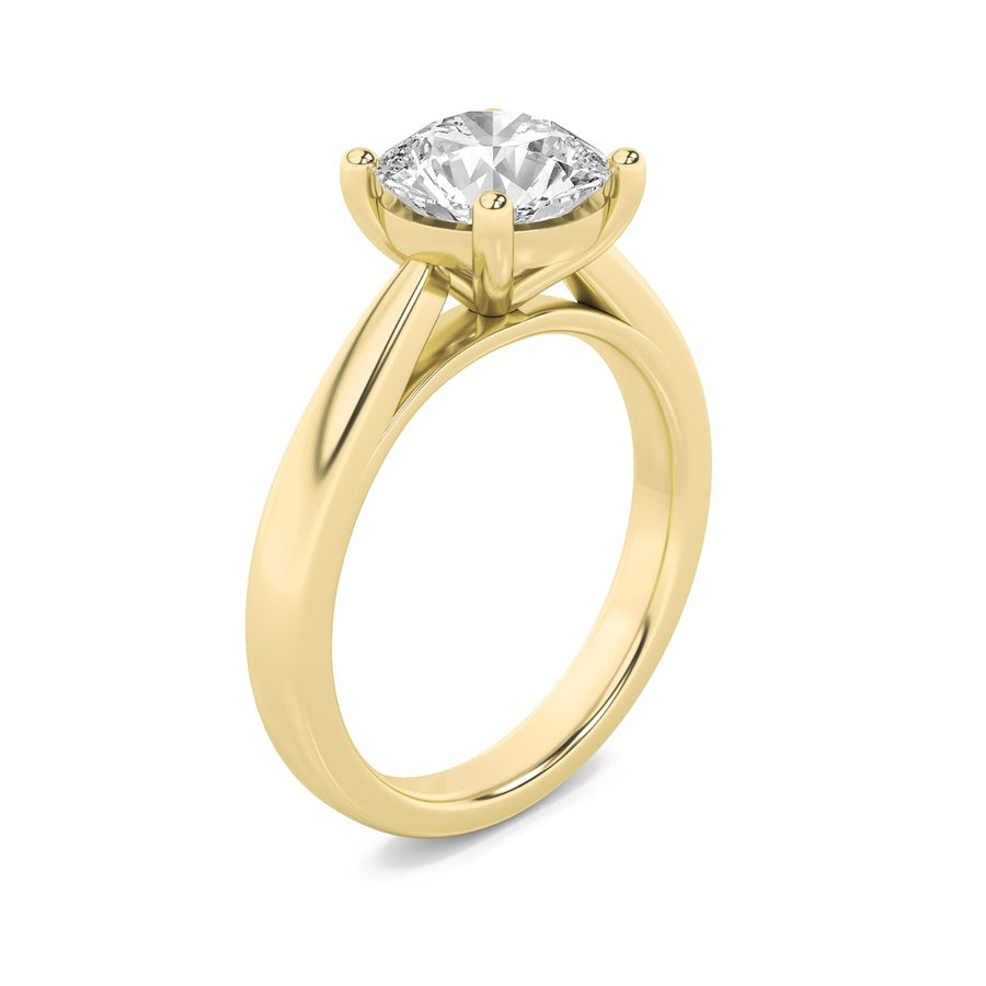 2Cttw Round Shaped Lab Grown Diamond (F/VS) Classic Shank Solitaire Engagement Ring in 14K Gold