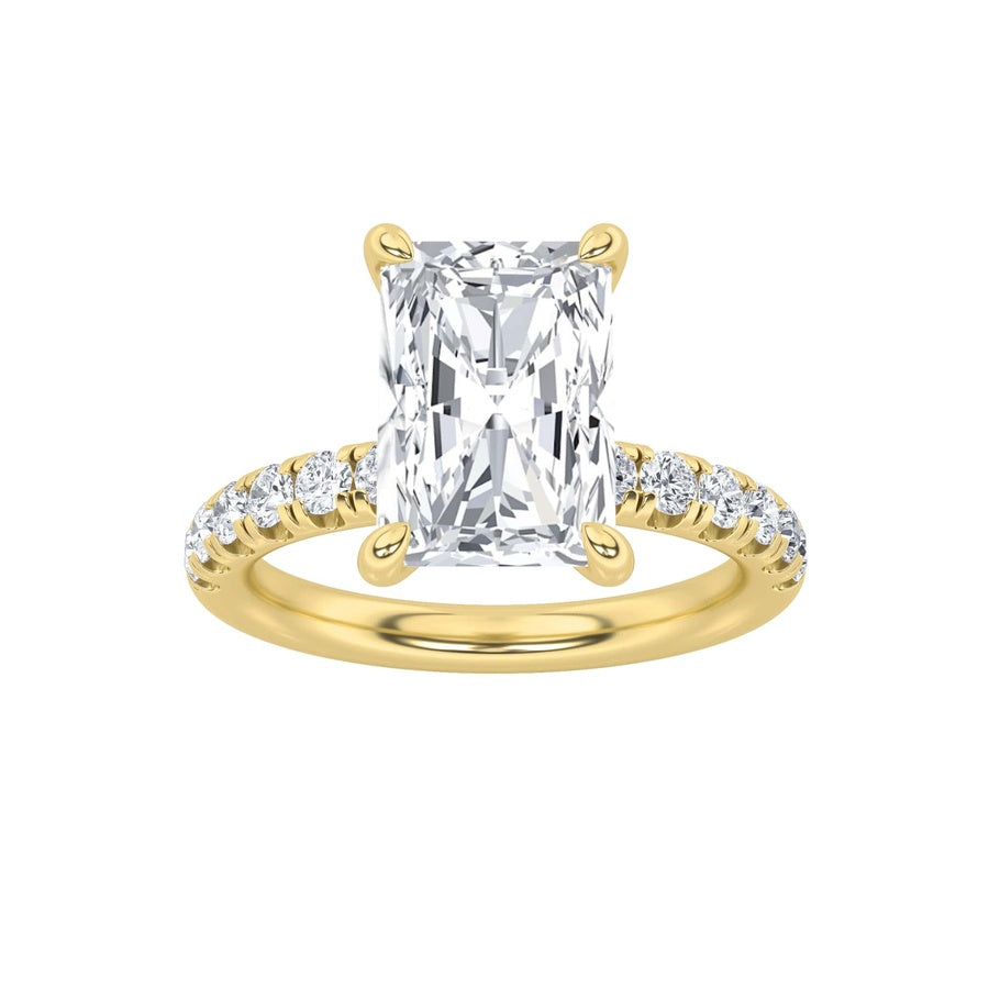 Radiant Shape Hidden Halo Accented Ring lab grown diamond