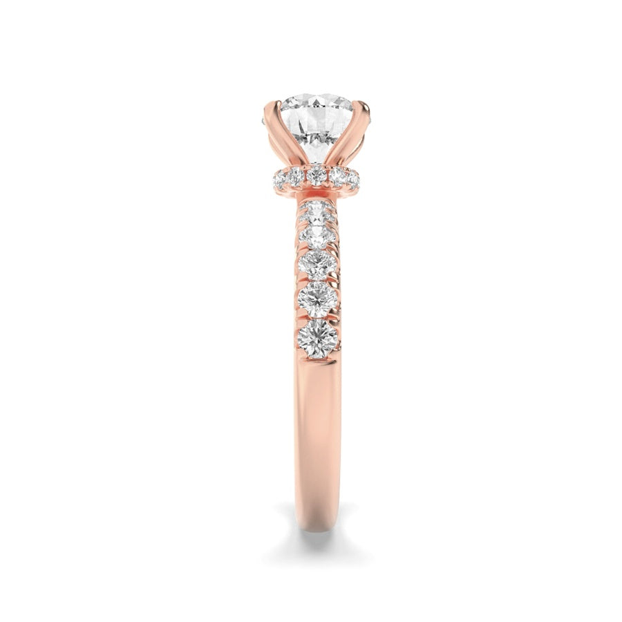 2Cttw Round Shaped Lab Grown Diamond (F/VS) HiddenHalo Accented Ring in 14K Gold