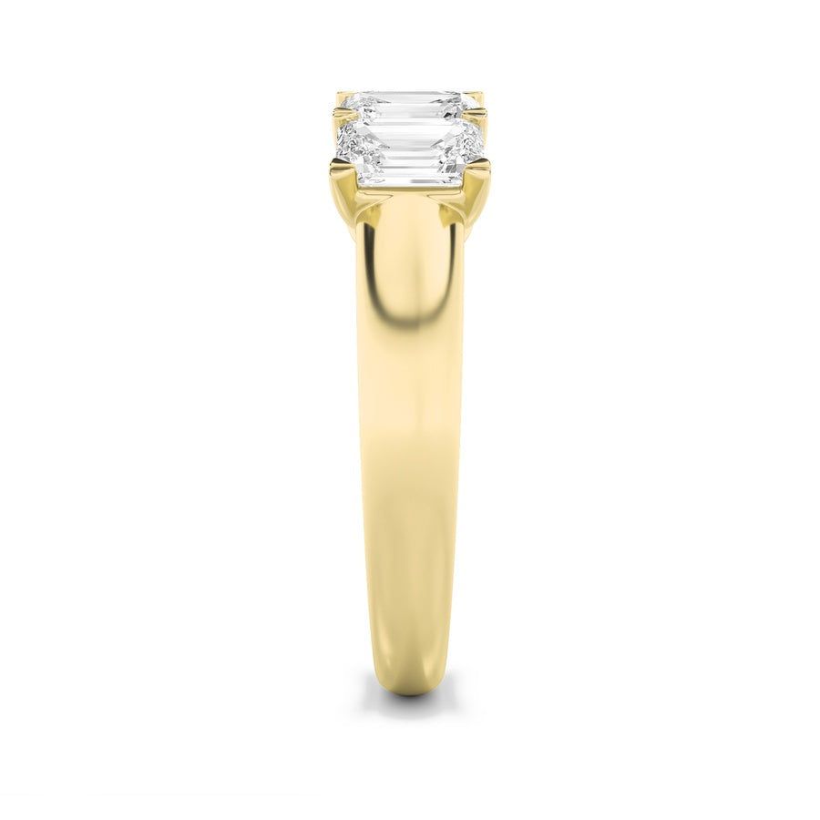 Emerald Shape Five Stone Band Ring lab grown diamond