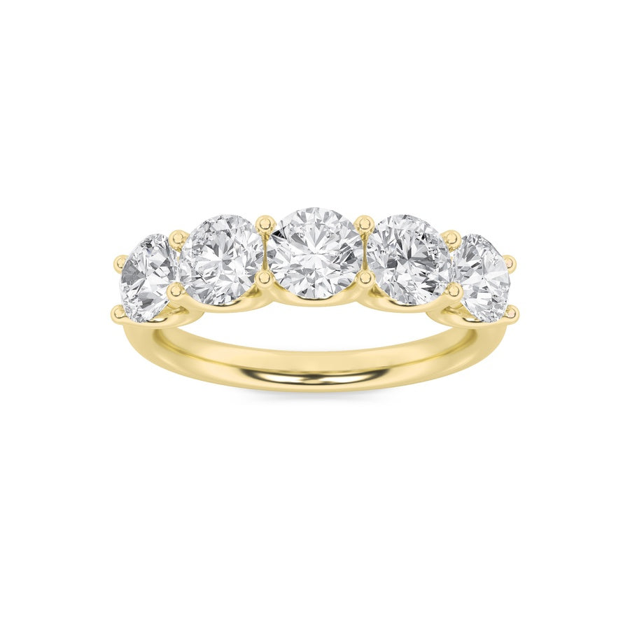 Round Shape Five Stone Band Ring lab grown diamond