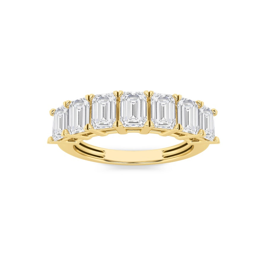 2Cttw Emerald Shaped Lab Grown Diamond (F/VS) Seven Stone Band Ring in 14K Gold