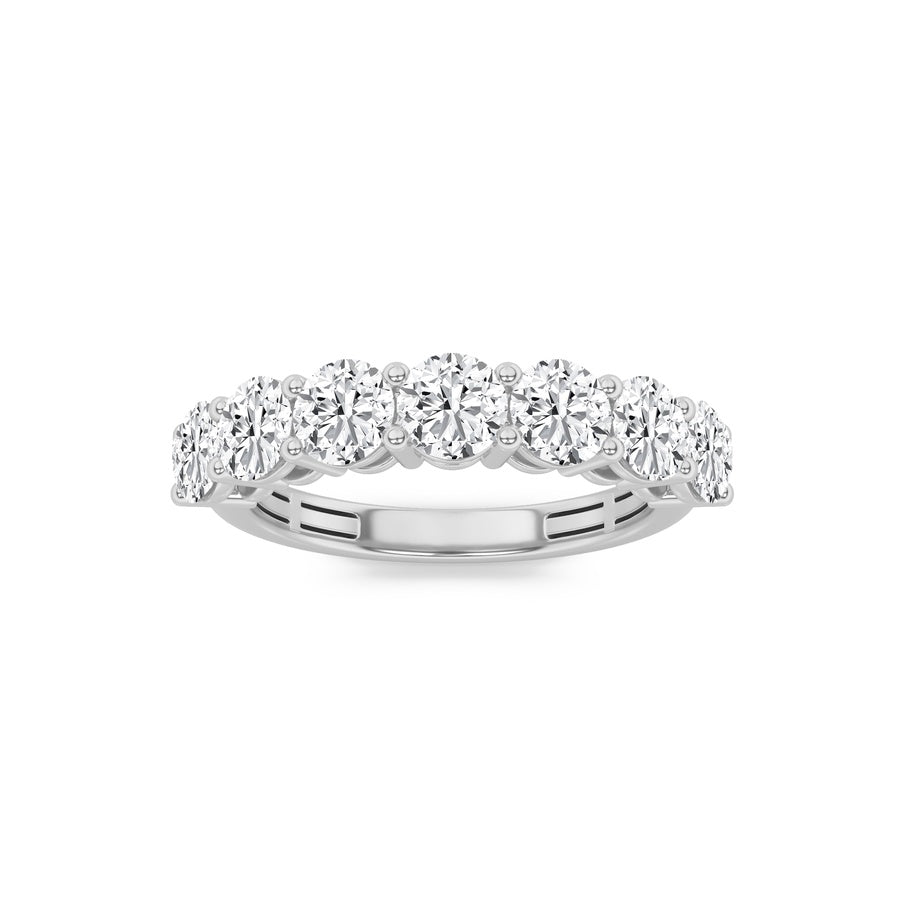 2Cttw Round Shaped Lab Grown Diamond (F/VS) SevenStone Band Ring in 14K Gold
