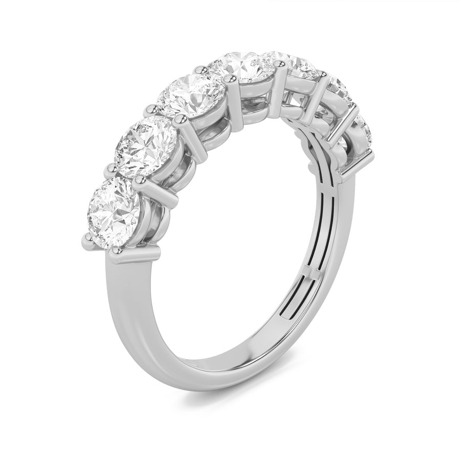 2Cttw Round Shaped Lab Grown Diamond (F/VS) SevenStone Band Ring in 14K Gold