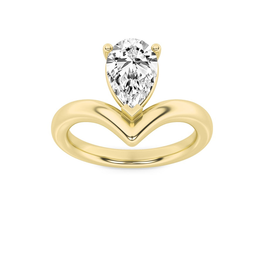 Pear Shape Chevron Solitaire Engagement Ring lab grown diamond