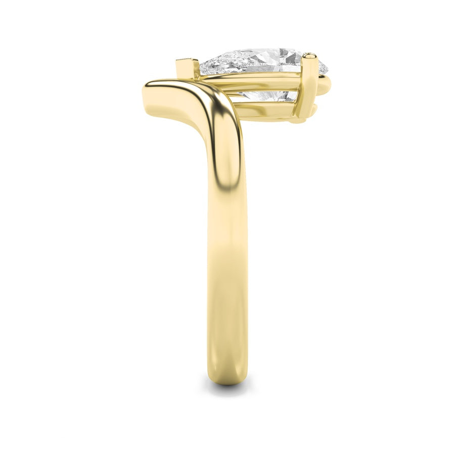 Pear Shape Chevron Solitaire Engagement Ring lab grown diamond