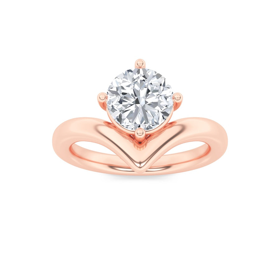 Round Shape Chevron Solitaire Engagement Ring lab grown diamond