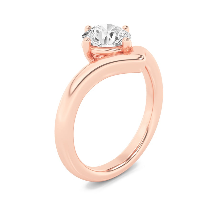 Round Shape Chevron Solitaire Engagement Ring lab grown diamond