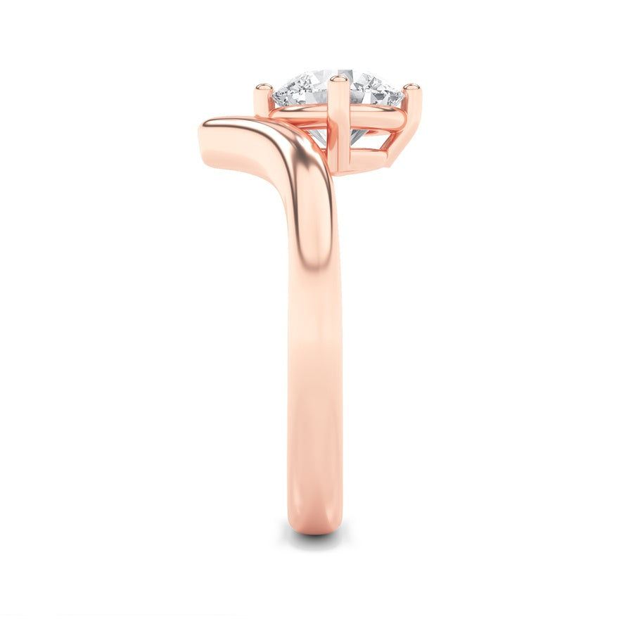 Round Shape Chevron Solitaire Engagement Ring lab grown diamond