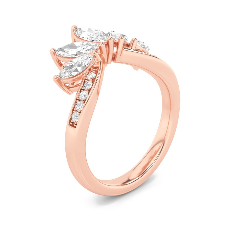 1.5Cttw Marquise Shaped Lab Grown Diamond (F/VVS)Fancy Contour Ring in 14K Gold