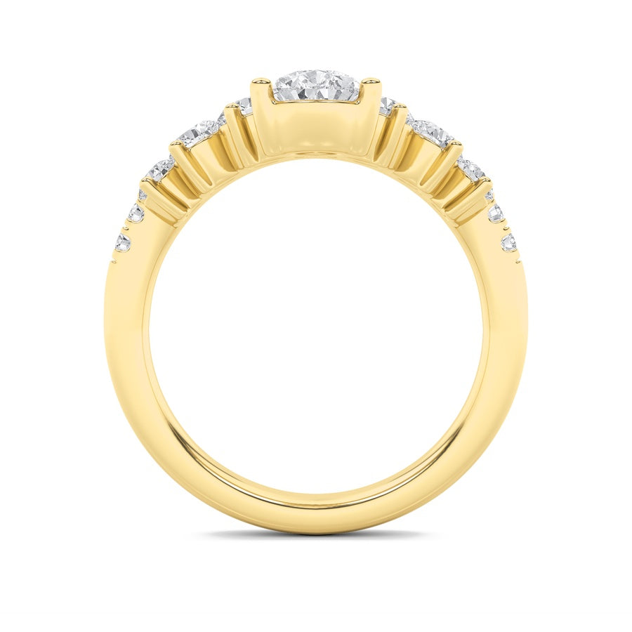 1.5Cttw Pear Shaped Lab Grown Diamond (F/VS) FancyContour Ring in 14K Gold