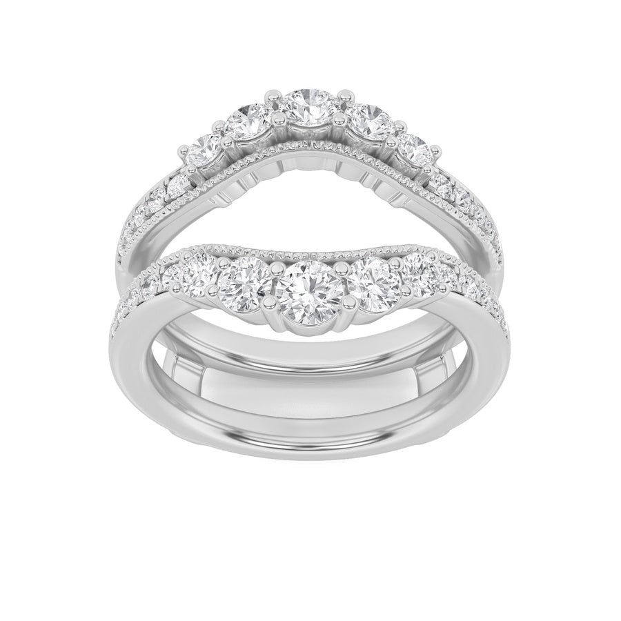 1Cttw Round Shaped Lab Grown Diamond (F/VS) InsertJacket Ring in 14K Gold