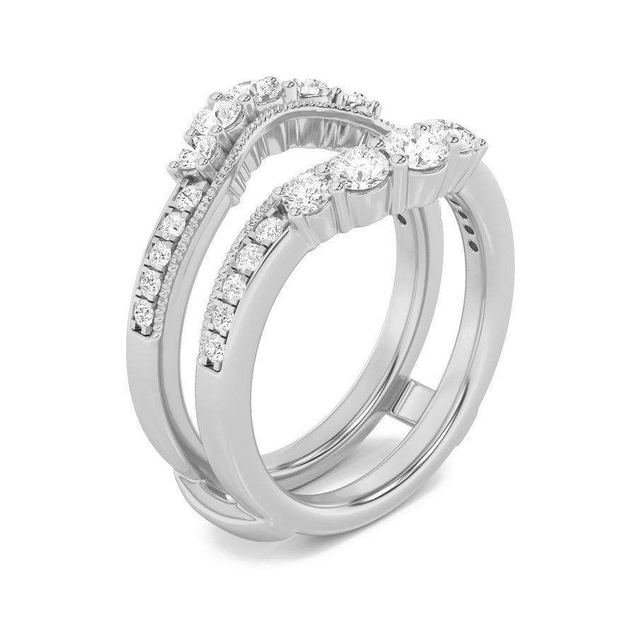 1Cttw Round Shaped Lab Grown Diamond (F/VS) InsertJacket Ring in 14K Gold