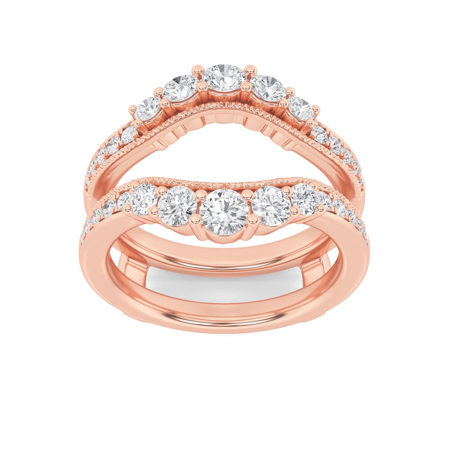 1Cttw Round Shaped Lab Grown Diamond (F/VS) InsertJacket Ring in 14K Gold
