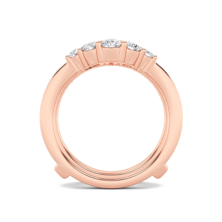 1Cttw Round Shaped Lab Grown Diamond (F/VS) InsertJacket Ring in 14K Gold
